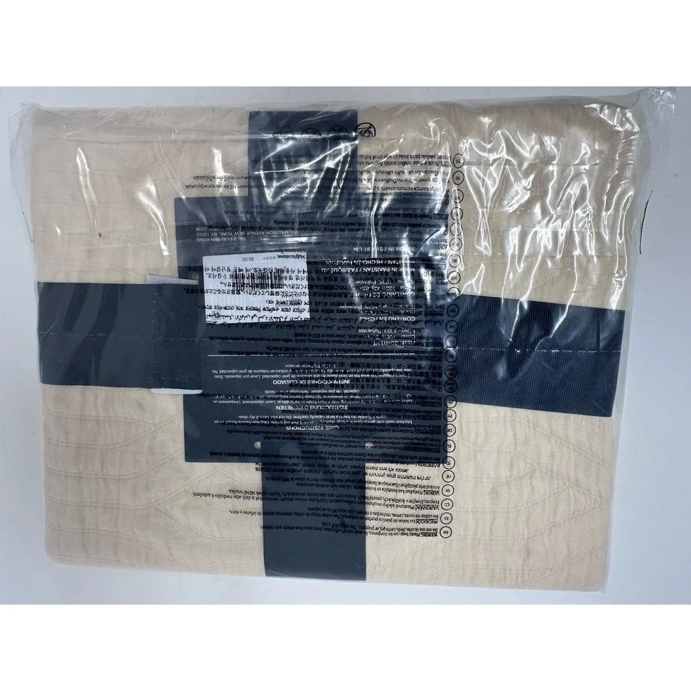 Ralph Lauren Wiley King Pillow Sham Beige Cotton Jacquard NEW